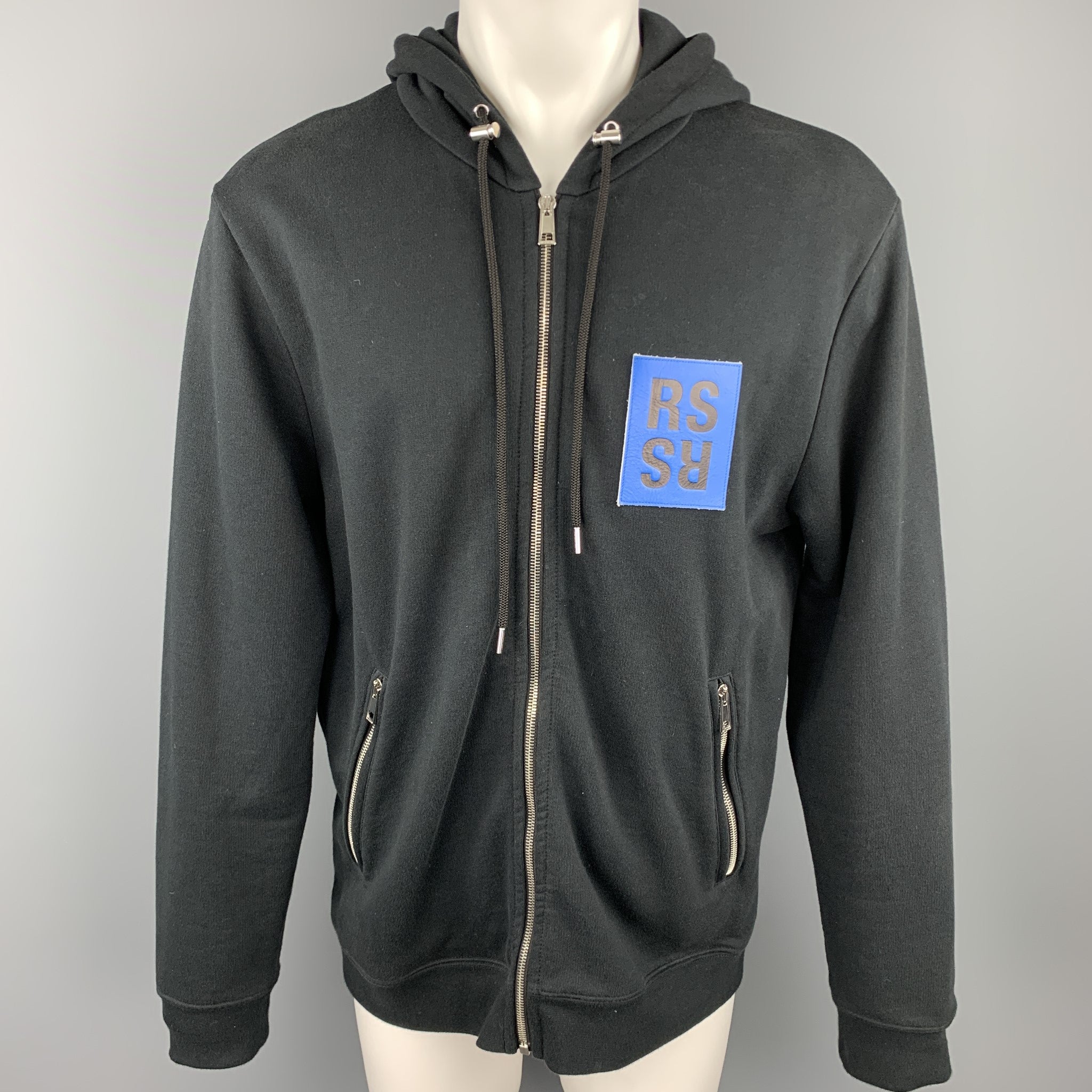 トップス 00's RAF SIMONS zip foodie archive RAF SIMONS x Sterling Ruby Black Graphic Cotton Hoodie Jacket