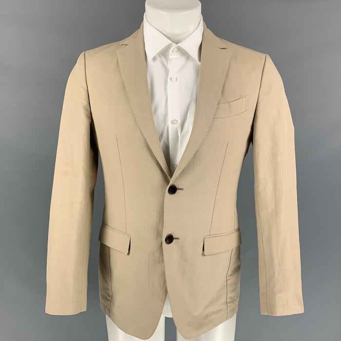 SALVATORE FERRAGAMO Size 36 Khaki Cotton / Linen Sport Coat