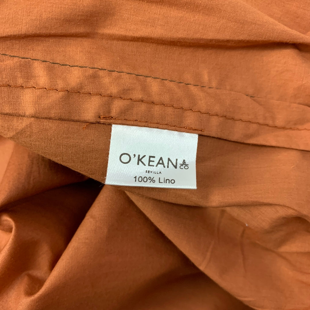 O'KEAN & Co Size 36 Rust Linen Zip Up Jacket