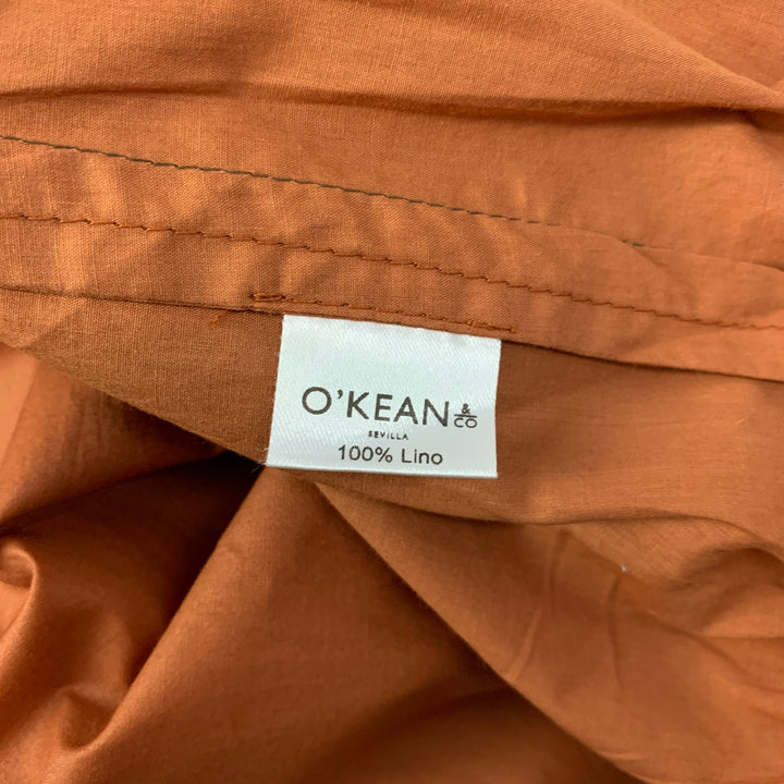 O'KEAN & Co Size 36 Rust Linen Zip Up Jacket