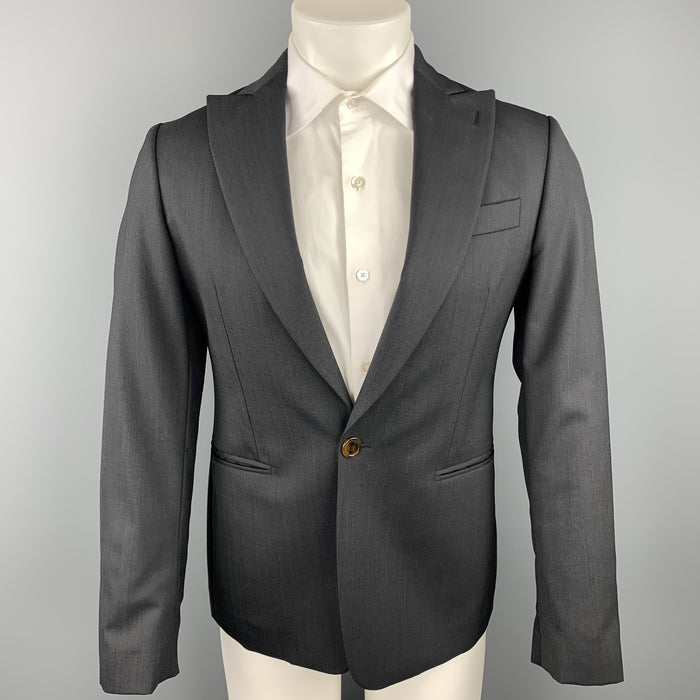 VIVIENNE WESTWOOD MAN James Size 36 Charcoal Wool Peak Lapel Suit