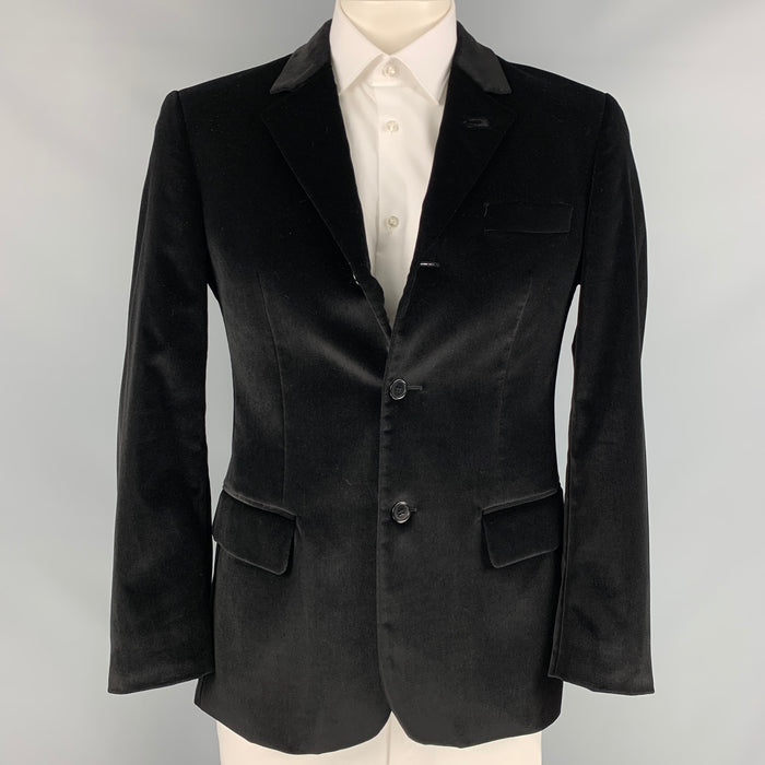 VERSUS by GIANNI VERSACE Size 40 Black Cotton Blend Velvet Sport Coat