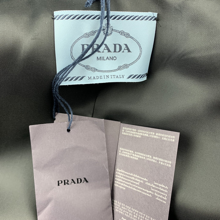 PRADA Size 0 Black Polyester Notch Lapel Oversized Blazer