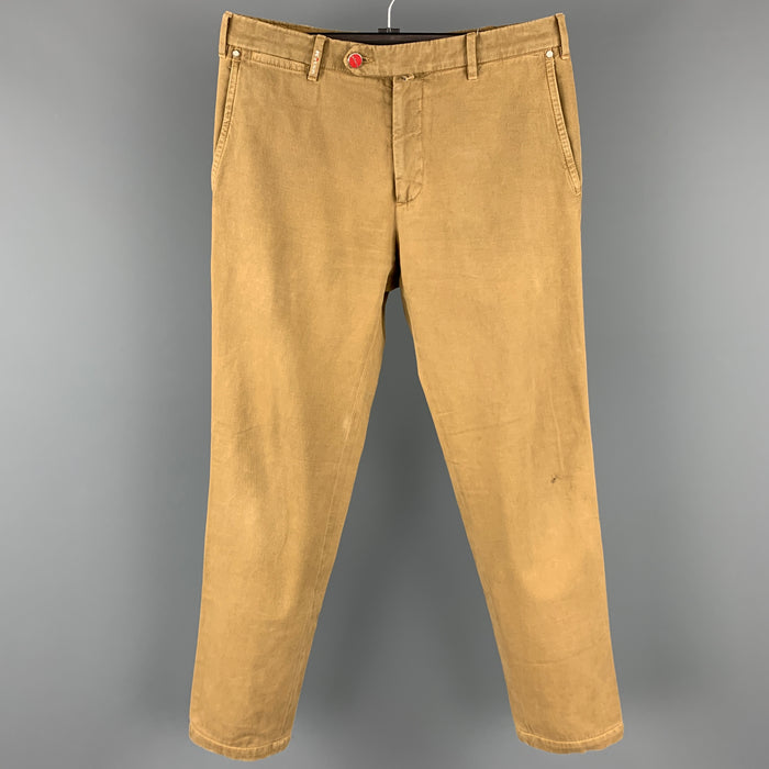 KITON Size 30 Khaki Cotton / Viscose Flat Front Casual Pants