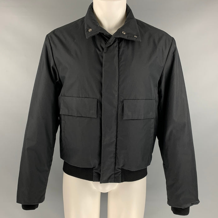 JIL SANDER Size 36 Black Solid Cotton Blend Zip & Snaps Jacket