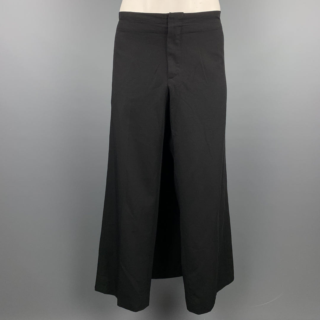 Vintage JEAN PAUL GAULTIER Size 32 Black Wool Back Apron Dress Pants