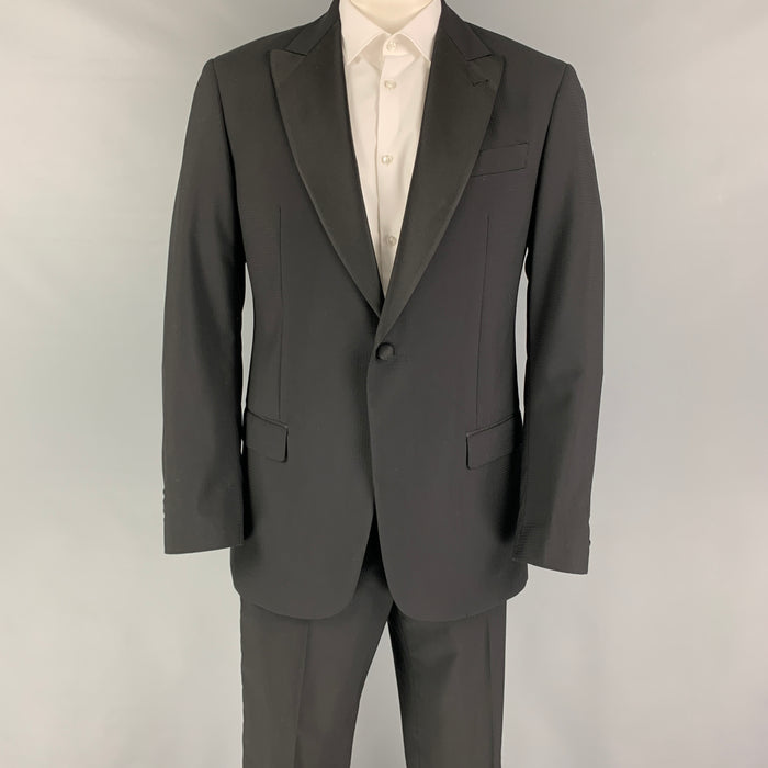 EMPORIO ARMANI Talla 42 Traje de esmoquin con solapa de pico y rejilla negra