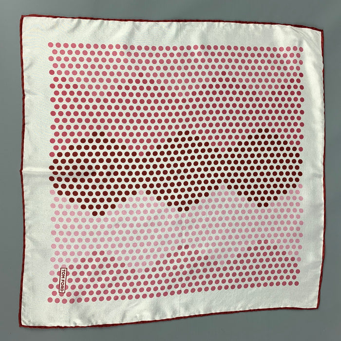 TOM FORD White Red Polka Dot Silk Pocket Square