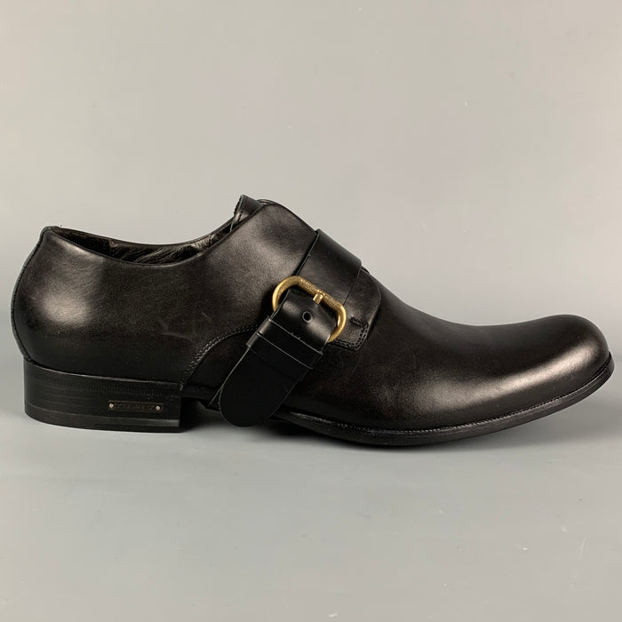 DSQUARED2 Size 11 Black Leather Belted Loafers