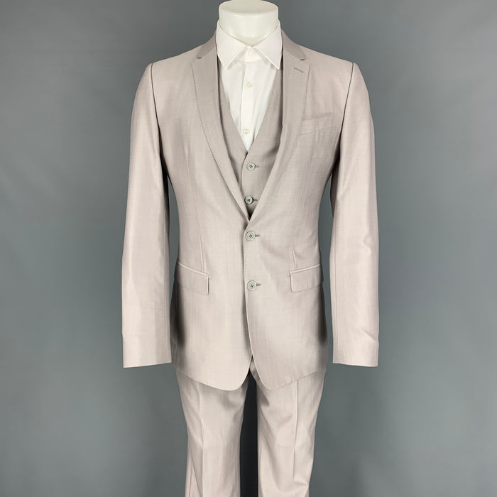 DOLCE & GABBANA Martini Talla 36 Traje largo de 3 piezas de lana / seda gris claro