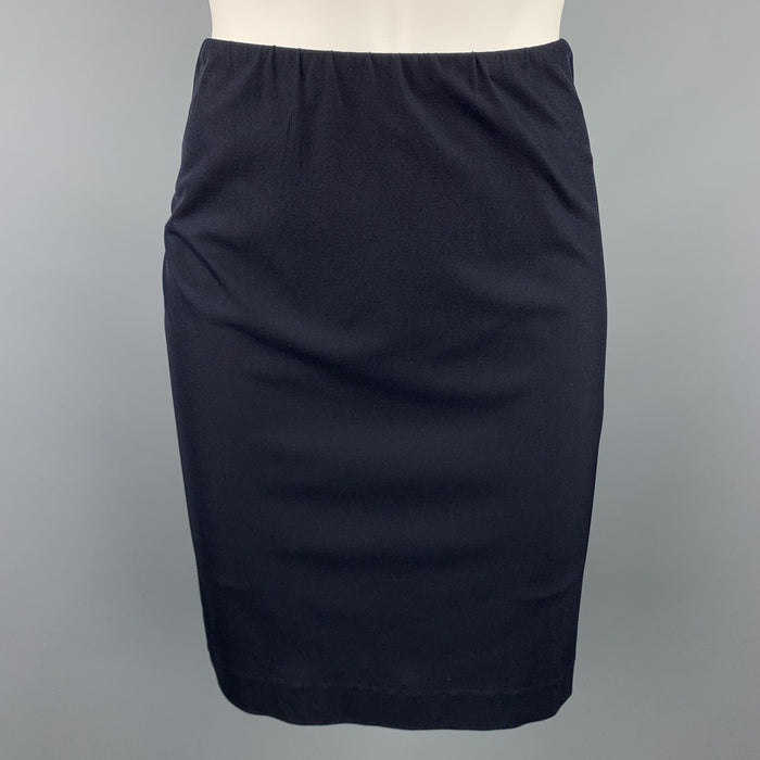 JIL SANDER Size 6 Navy Jersey Elastic Waistband Pencil Skirt