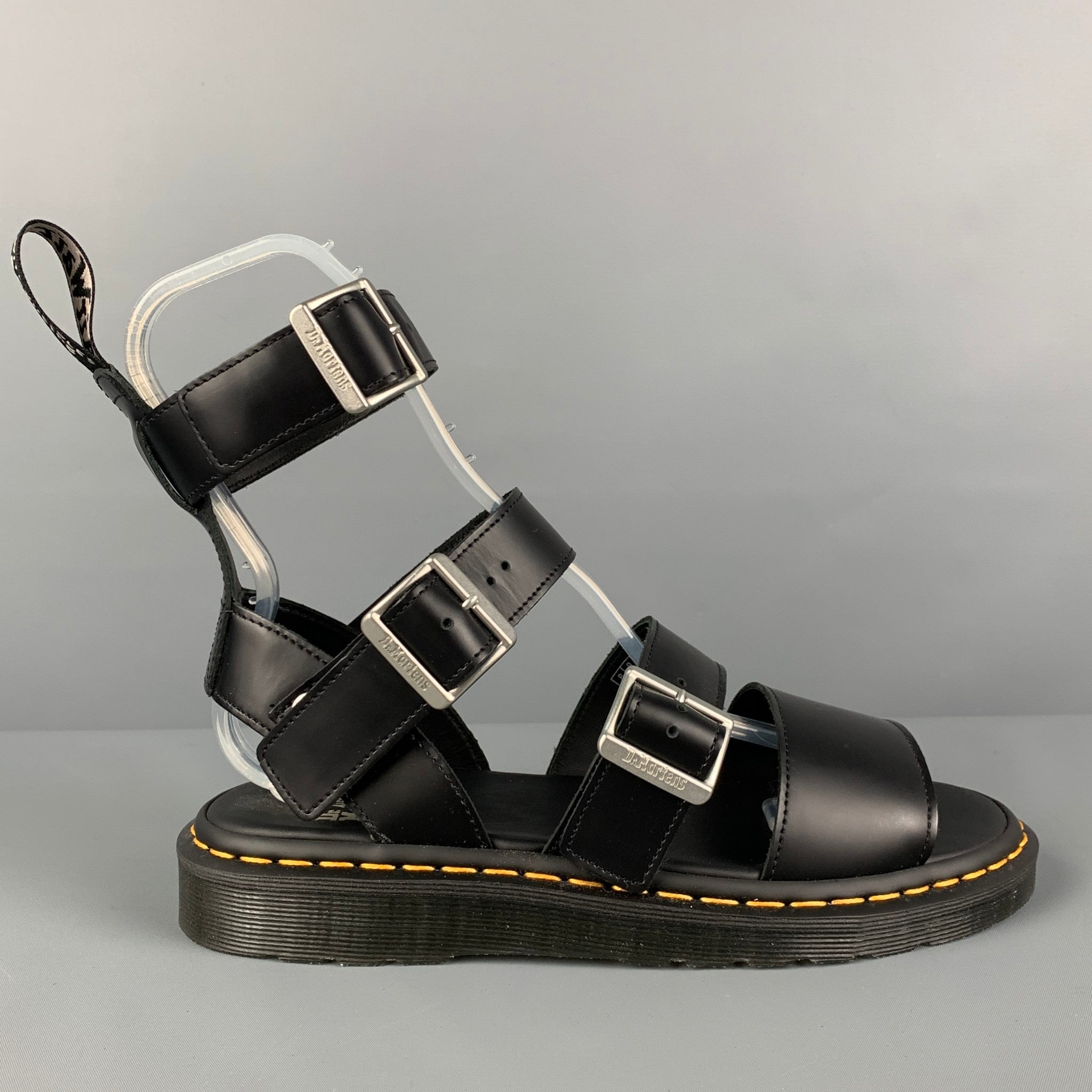 DR. MARTENS x RICK OWENS Gryphon Size 9 Black Leather Gladiator Sandals