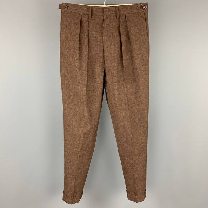 Vintage JEAN PAUL GAULTIER Size 34 Brown Wool Blend Pleated Dress Pants