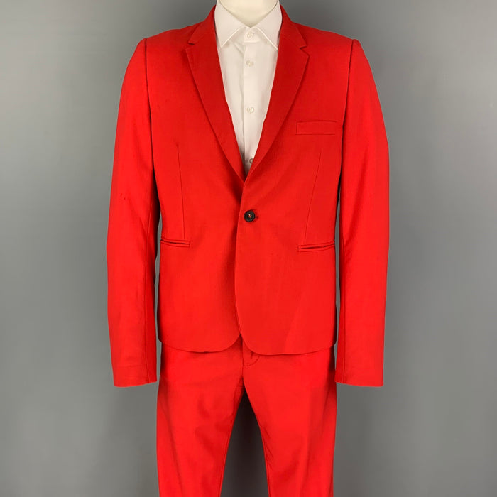 PAUL SMITH Talla 42 Abrigo deportivo con solapa de muesca de lana roja