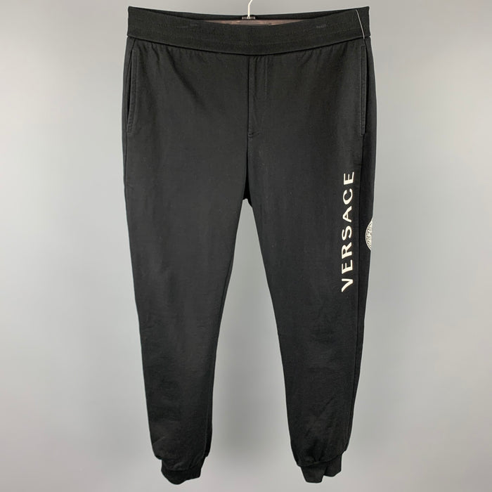 VERSACE Size XXL Black Medusa Head Cotton Sweatpants
