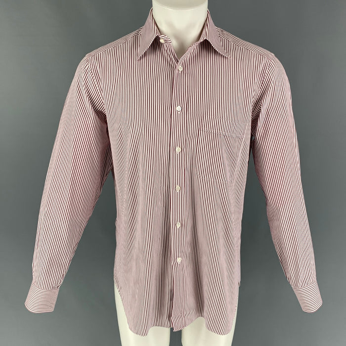 BRIONI for WILKES BASHFORD Size M Red White Stripe Long Sleeve Shirt