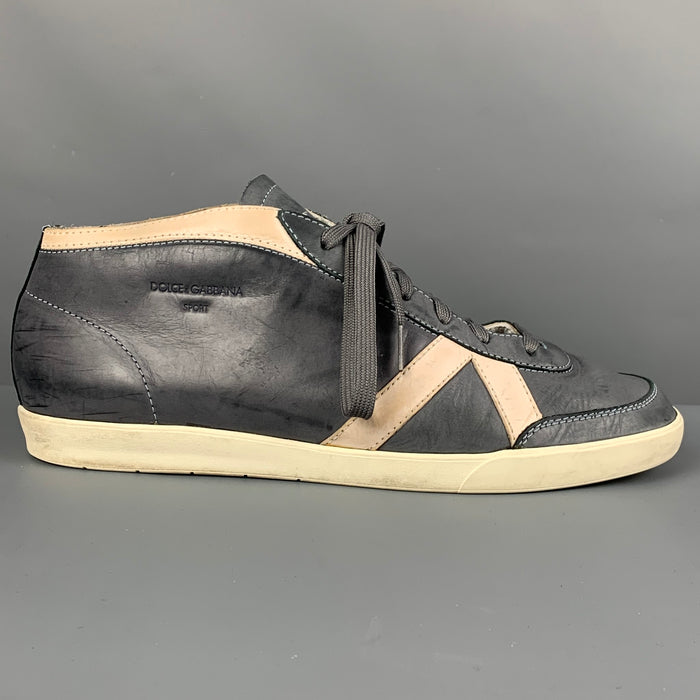 DOLCE & GABBANA SPORT Talla 9 Zapatillas bajas de cuero con bloques de color gris crema