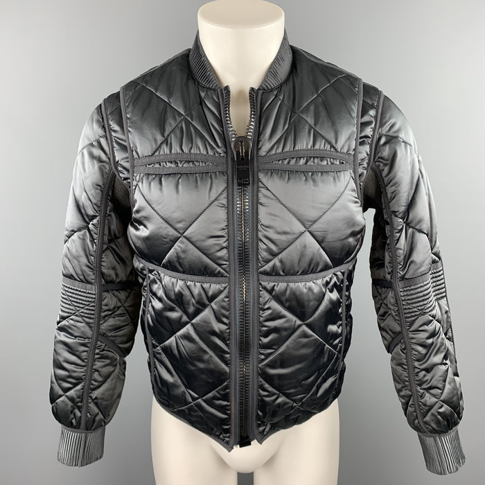 CALVIN KLEIN COLLECTION Size 38 Slate Quilted Polyamide Blend Jacket