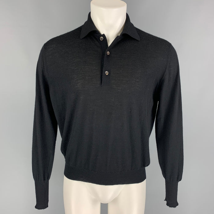 LORO PIANA Size S Black Cashmere Silk Long Sleeve Pullover