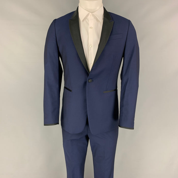 PAUL SMITH Talla 38 Traje de esmoquin de mohair de lana negro regular azul