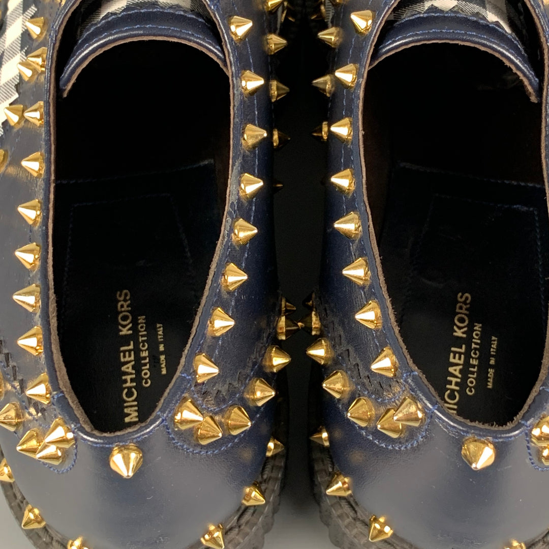 MICHAEL KORS Taille 11 Chaussures à plateforme cloutées en cuir blanc marine