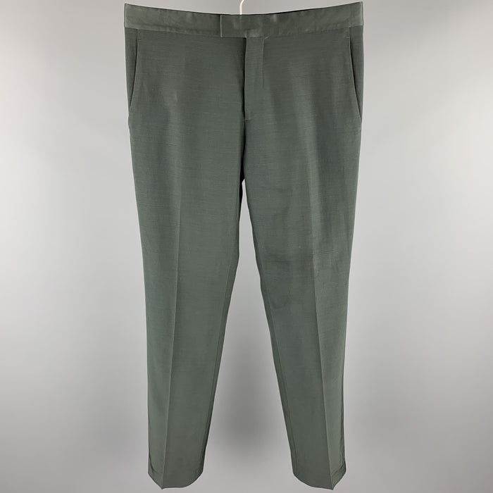 MARC JACOBS Talla 32 Pantalón de vestir con cremallera de lana y acetato pizarra