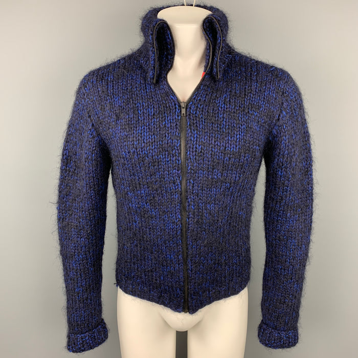 MARC by MARC JACOBS Cárdigan con cremallera de lana/mohair de punto negro y azul talla S