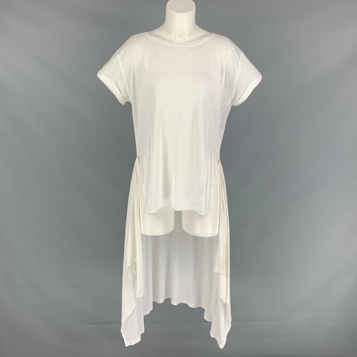 POLO by RALPH LAUREN Size M White Linen & Viscose Solid Short Sleeve Casual Top