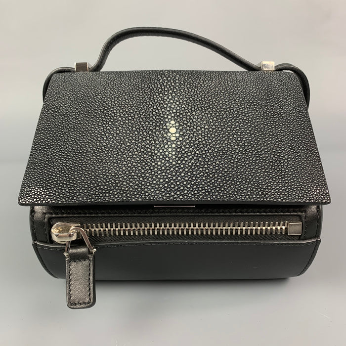 GIVENCHY Black & Grey Stingray Calfskin Mini Pandora Crossbody Bag