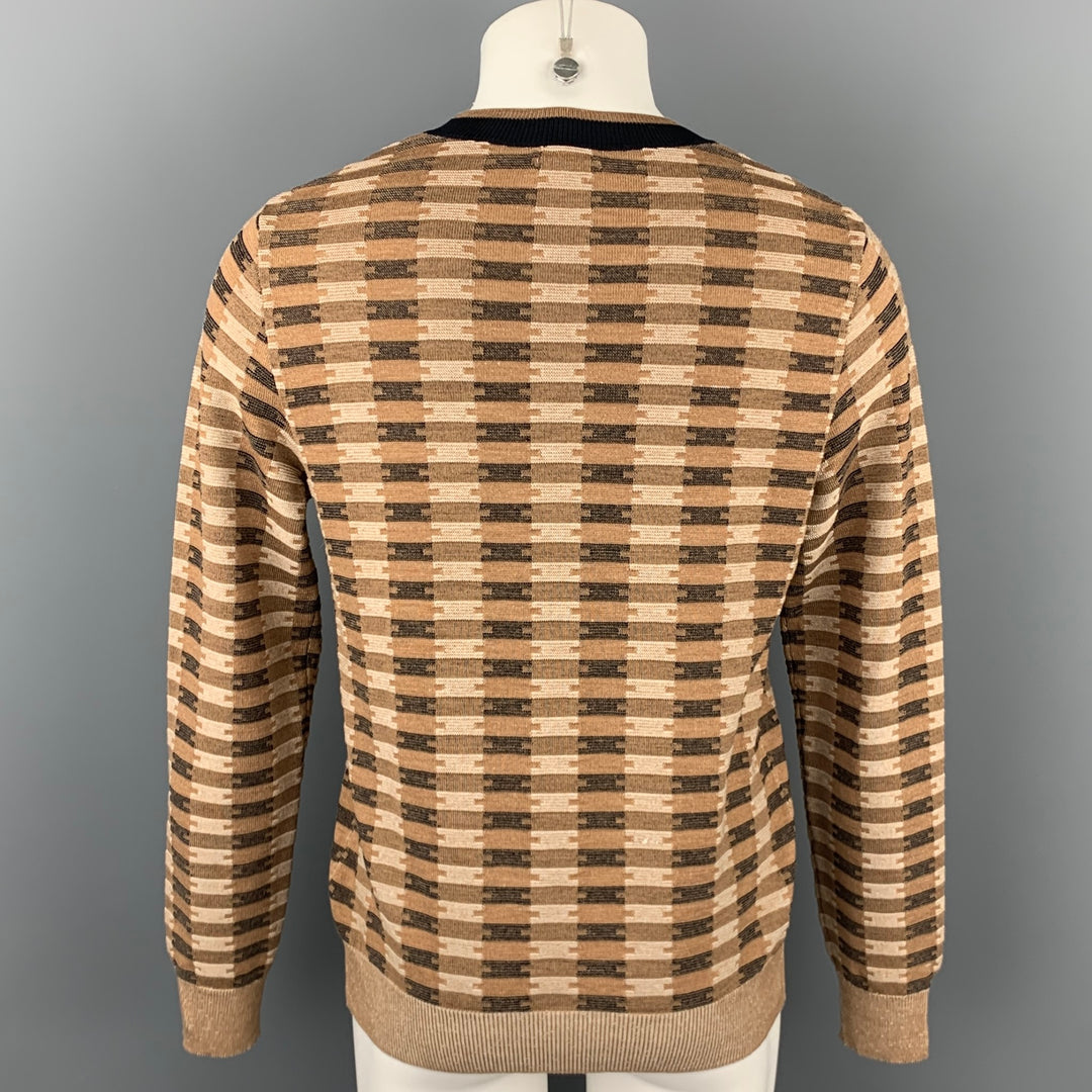 DRIES VAN NOTEN Size L Brown Knitted Cotton / Wool Crew-Neck Sweater
