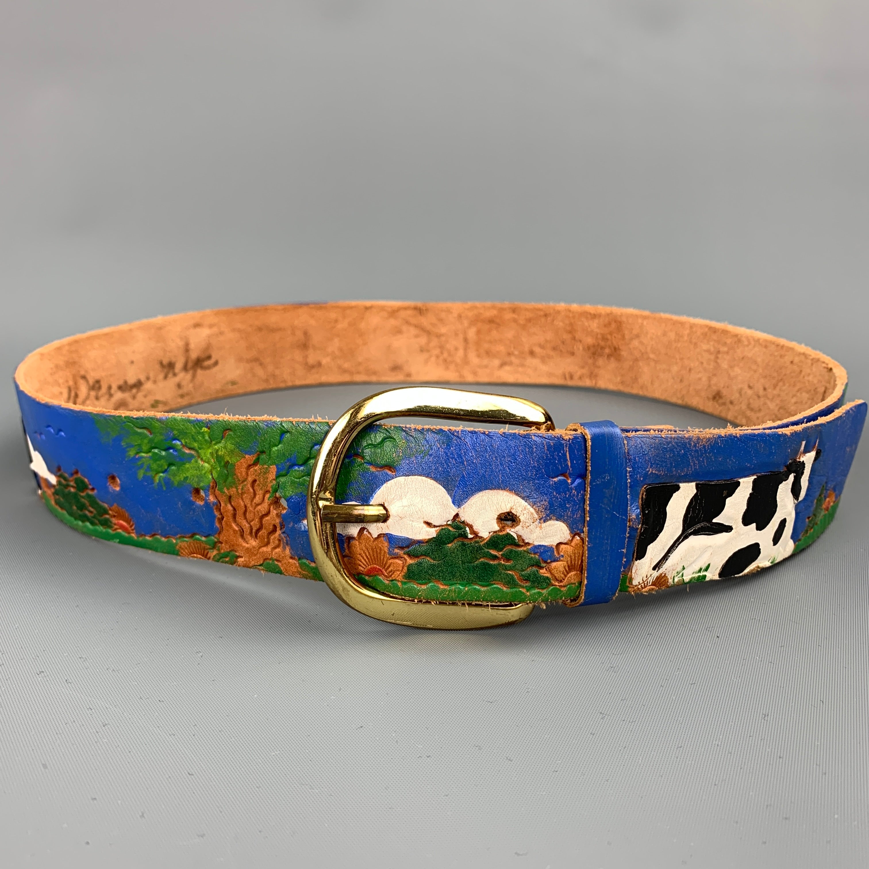 Rare?Diane Weiss NYC hand tooled‎ and painted leather ??USA flag belt. 273e06706735070775cf3003c843ce  main image 2