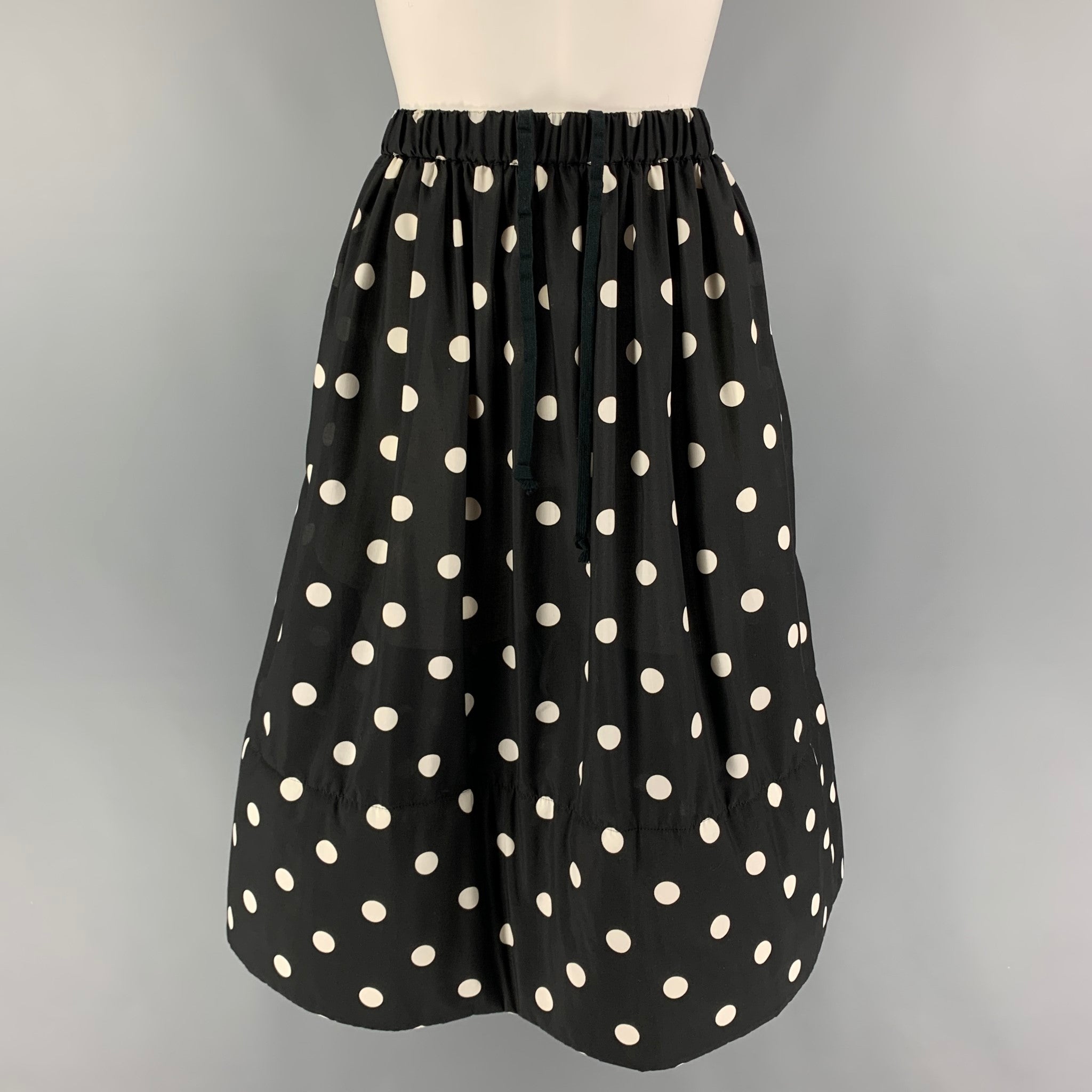 COMME des GARCONS Size S Black White Cotton Polka Dot Pleated
