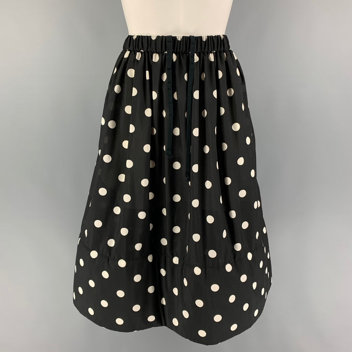 COMME des GARCONS Size S Black White Cotton Polka Dot Pleated Skirt