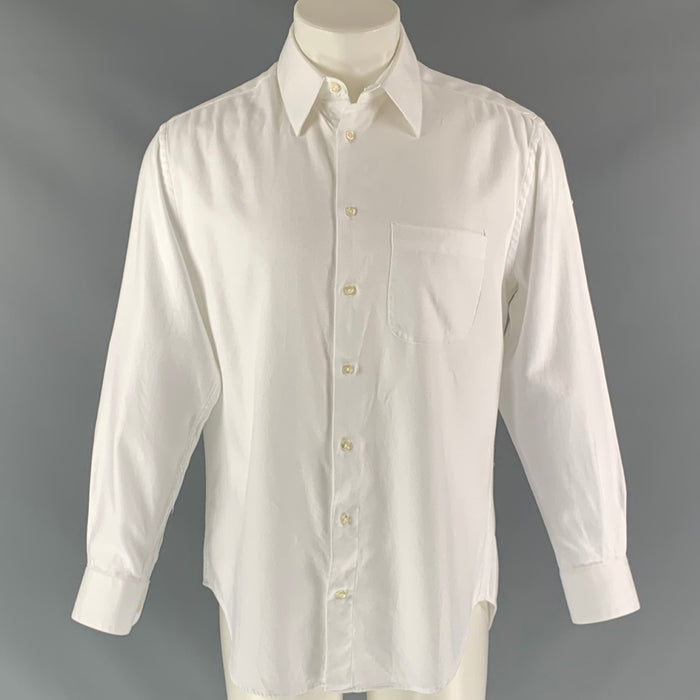 ARMANI COLLEZIONI Size M Solid Button Up White Cotton Long Sleeve Shirt