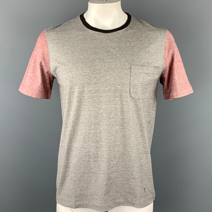 LOUIS VUITTON Size L Gray Color Block Cotton Crew-Neck T-shirt