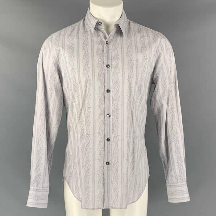 PAUL SMITH Talla M Camisa de manga larga de algodón floral lavanda púrpura