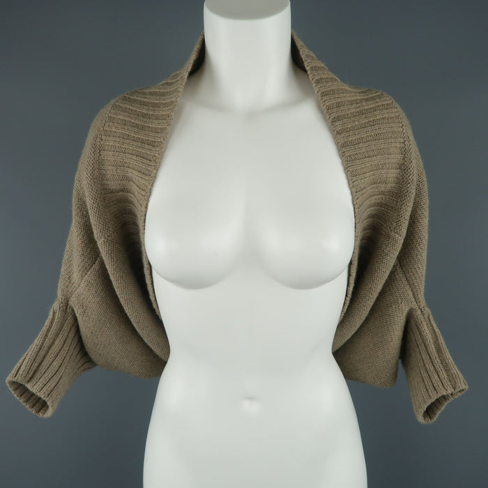 LANVIN Fall 2009 Size S Taupe Alpaca / Virgin Wool Knit Slouch Shrug Bolero