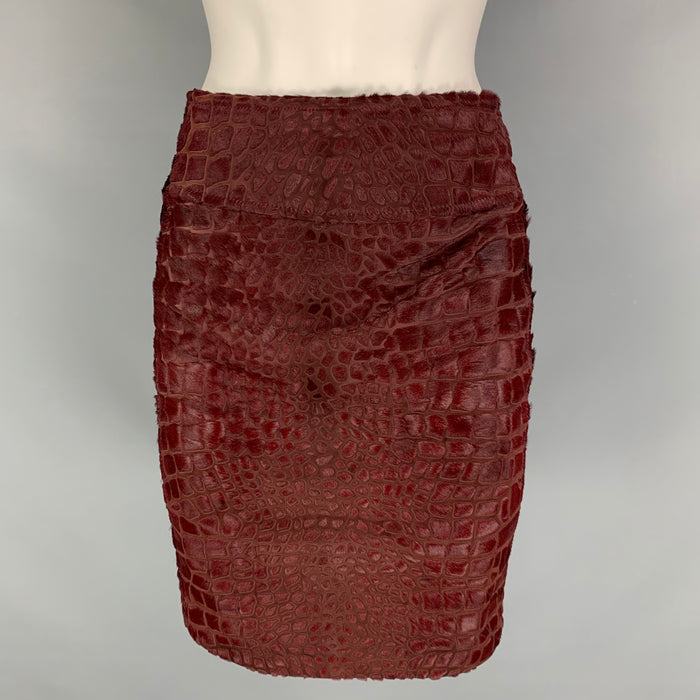 SALVATORE FERRAGAMO Size 2 Burgundy Pencil Knee-Length Skirt