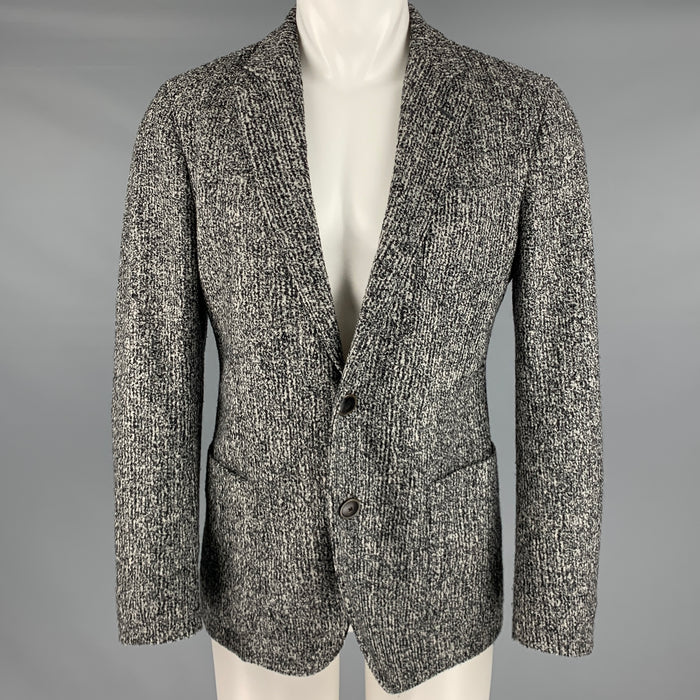 GIORGIO ARMANI Size 40 Grey Black Heather Wool Blend Sport Coat