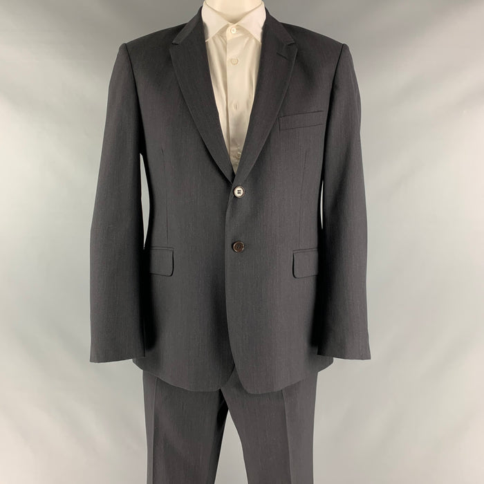 PAUL SMITH Talla 42 Traje cruzado de lana gris carbón