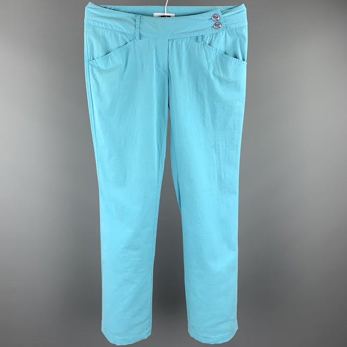 EMILIO PUCCI Size 6 Turquoise Cotton Straight Leg Casual Pants