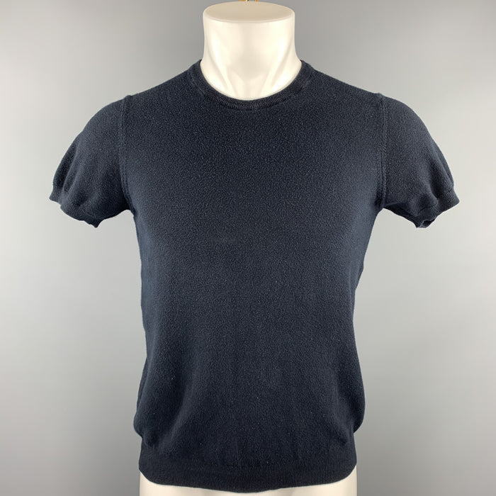 GIORGIO ARMANI Size S Black Ribbed Cotton Crew-Neck Pullover
