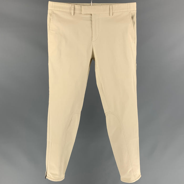 GUCCI Size 32 Cream Zippers Detail Casual Pants