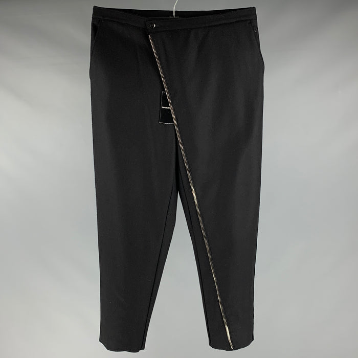 EMPORIO ARMANI Size 34 Black Wool Polyamide Asymmetrical Dress Pants