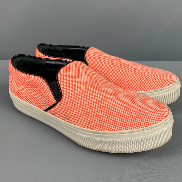 Zapatillas sin cordones con cabeza de clavo de tela blanca y naranja talla 8,5 de CELINE