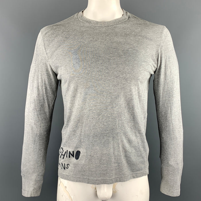 MOSCHINO JEANS Size L Grey Print Cotton Crew-Neck T-shirt
