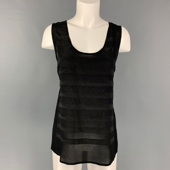 MARC by MARC JACOBS Talla M Blusa evasé de seda / rayón a rayas negras