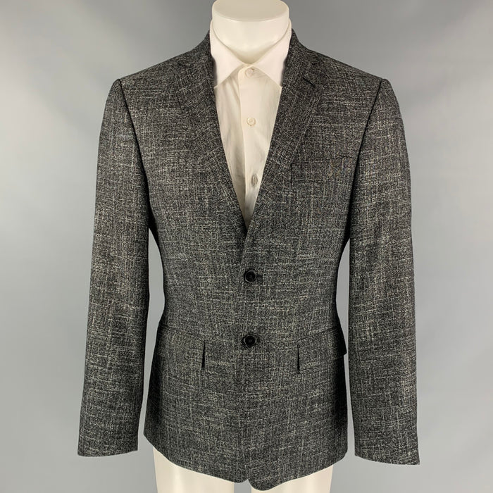 VERSACE COLLECTION Size 36 Dark Gray & White Heather Wool Blend Notch Lapel Sport Coat