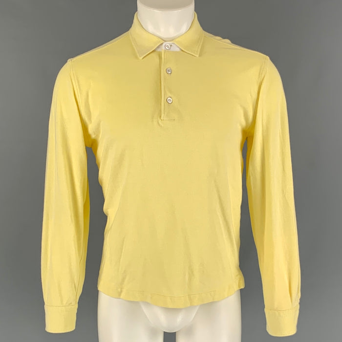 KITON Size M Yellow Cotton Long Sleeve Shirt