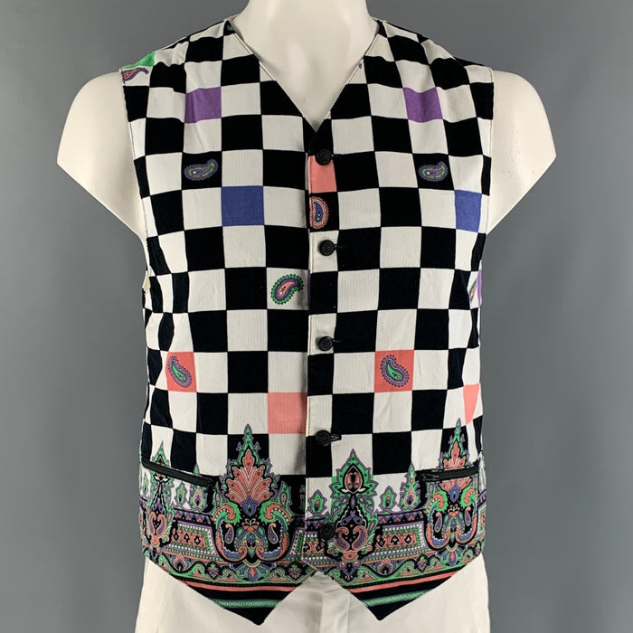 VERSUS by GIANNI VERSACE Size 42 Black White Checkered Cotton Vest
